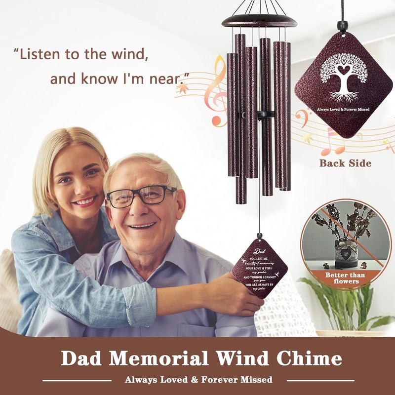 Doopeer Sympathy Gifts for Loss of Dad, 32" Memorial Wind Chimes for Loss of Father, Memorial/Bereavement Gifts for Loss of Father, Loss of Father Sympathy Gift, in Memory of Dad Papa (Bronze) - Image 2